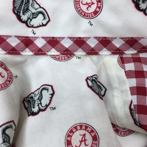 THOMAS DEAN Alabama Collegiate Shirt Button Up Gingham Embroidered Size Large - Picture 9 of 12